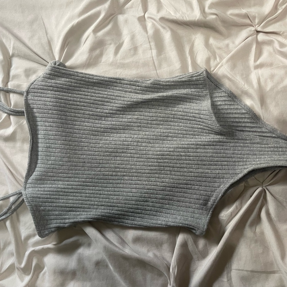 Heart Hips Gray Ribbed Sleeveless Bodysuit